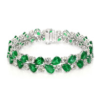 22.26 Ct.Tw. Emerald Natural Diamond Pave Bracelet, Platinum 950 Video