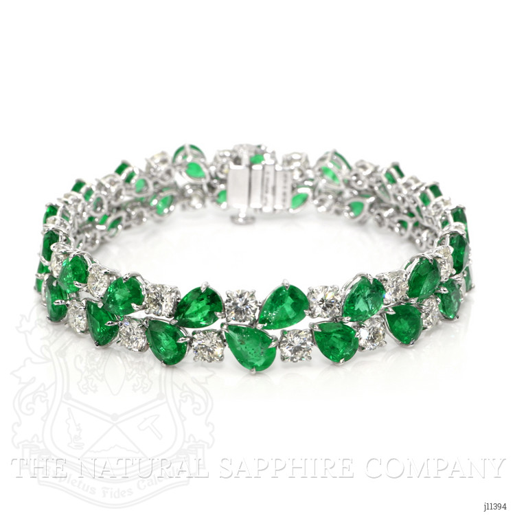 22.26 Ct.Tw. Emerald Natural Diamond Pave Bracelet, Platinum 950