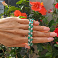 22.26 Ct.Tw. Emerald Natural Diamond Pave Bracelet, Platinum 950 Life Style