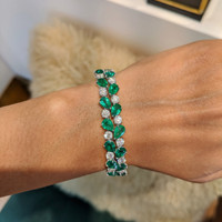 22.26 Ct.Tw. Emerald Natural Diamond Pave Bracelet, Platinum 950 Life Style