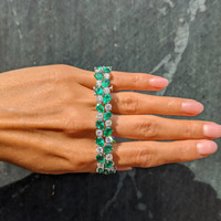 22.26 Ct.Tw. Emerald Natural Diamond Pave Bracelet, Platinum 950 Life Style