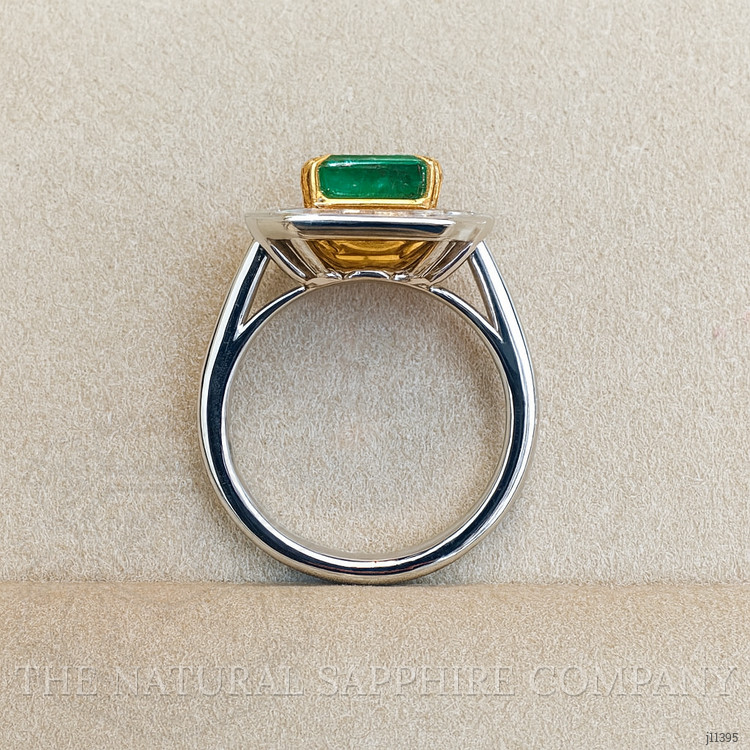 2.26 Ct. Emerald Natural Diamond Pave Ring, Platinum & 18K Yellow