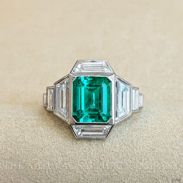 1.73 Ct. Emerald Natural Diamond Pave Ring, Platinum 950
