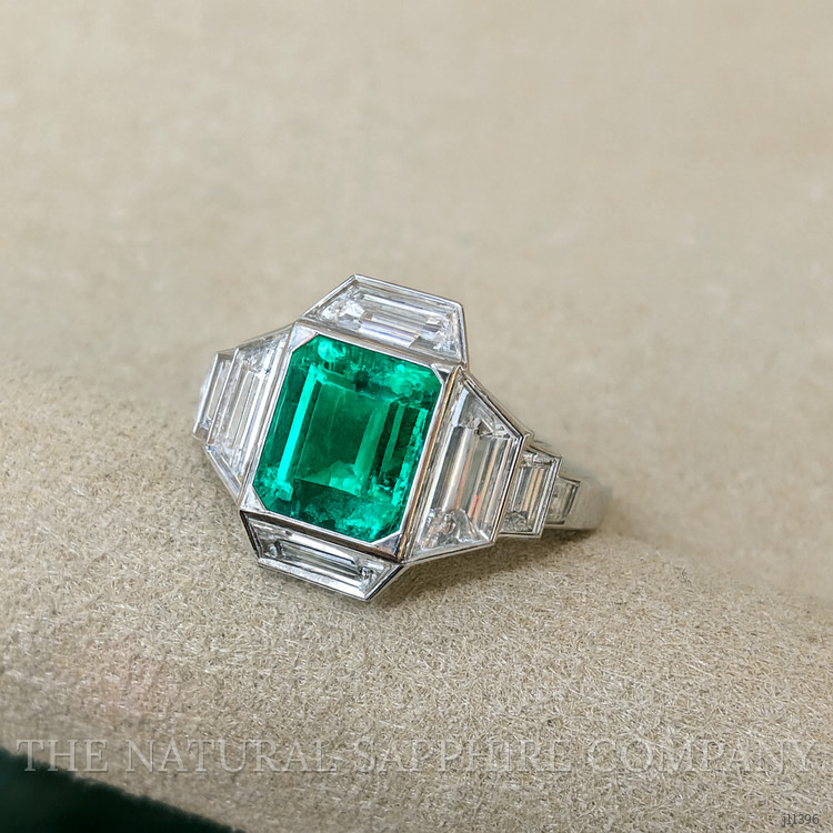 1.73 Ct. Emerald Natural Diamond Pave Ring, Platinum 950