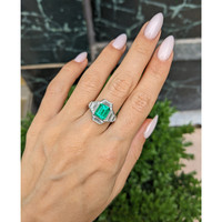 1.73 Ct. Emerald Natural Diamond Pave Ring, Platinum 950 Life Style