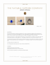 5.07 Ct. Blue Sapphire and Natural Diamond Antique Style Ring, Platinum 950 Appraisal
