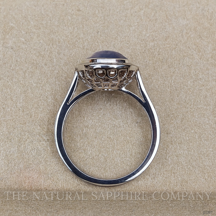 5.07 Ct. Blue Sapphire and Natural Diamond Pave Ring, Platinum 950