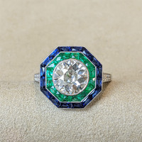 0.62 Ct. Emerald Platinum 950 ring