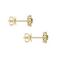 0.15 Ct.Tw. Emerald Natural Diamond Studs Earrings, 14K Yellow Gold Image