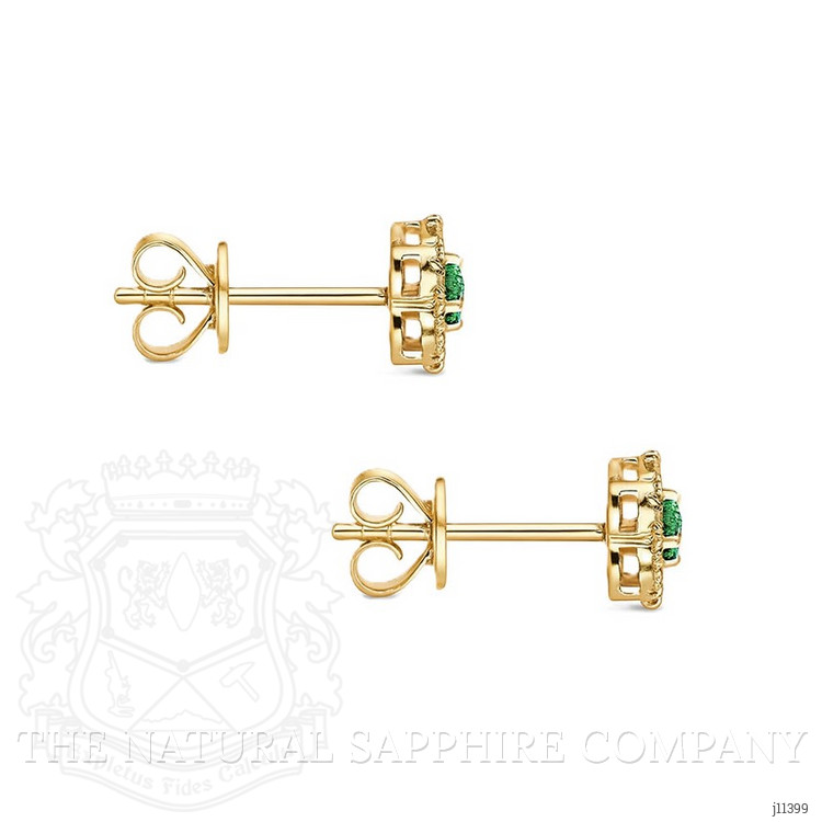 0.15 Ct.Tw. Emerald Natural Diamond Studs Earrings, 14K Yellow Gold