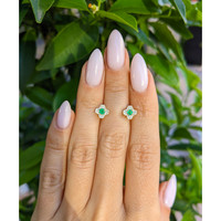 0.15 Ct.Tw. Emerald Natural Diamond Studs Earrings, 14K Yellow Gold Life Style