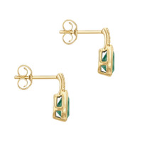 0.80 Ct.Tw. Emerald Natural Diamond Studs Earrings, 14K Yellow Gold Image