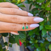 0.80 Ct.Tw. Emerald Natural Diamond Studs Earrings, 14K Yellow Gold Life Style