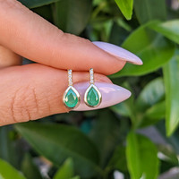 0.80 Ct.Tw. Emerald Natural Diamond Studs Earrings, 14K Yellow Gold Life Style