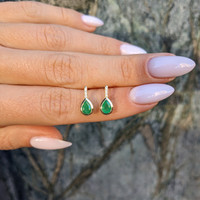 0.80 Ct.Tw. Emerald Natural Diamond Studs Earrings, 14K Yellow Gold Life Style