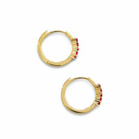 0.26 Ct.Tw. Ruby Natural Diamond Pave Earrings, 14K Yellow Gold Image