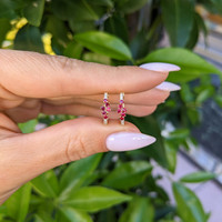 0.26 Ct.Tw. Ruby Natural Diamond Pave Earrings, 14K Yellow Gold Life Style