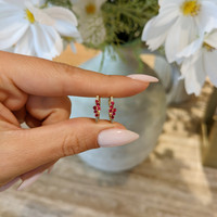 0.26 Ct.Tw. Ruby Natural Diamond Pave Earrings, 14K Yellow Gold Life Style