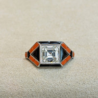 3.59 Ct. Natural Diamond Onyx Bezel Ring, Platinum 950 Image