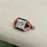 3.59 Ct. Natural Diamond Onyx Bezel Ring, Platinum 950 Image