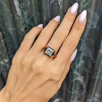 3.59 Ct. Natural Diamond Onyx Bezel Ring, Platinum 950 Life Style