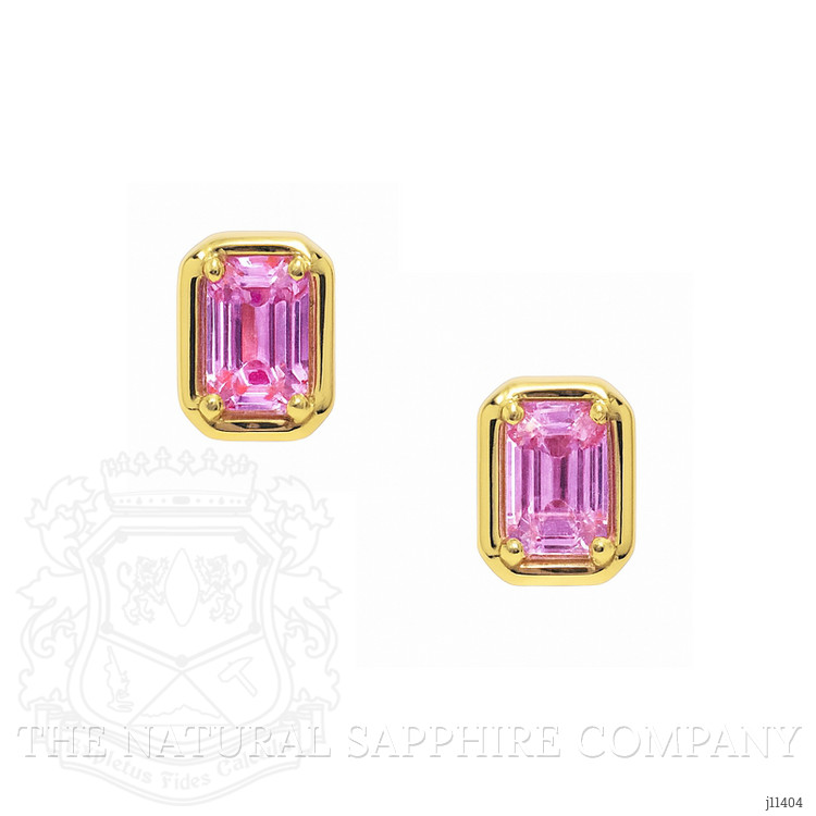 0.48 Ct.Tw. Pink Sapphire Studs Earrings, 14K Yellow Gold