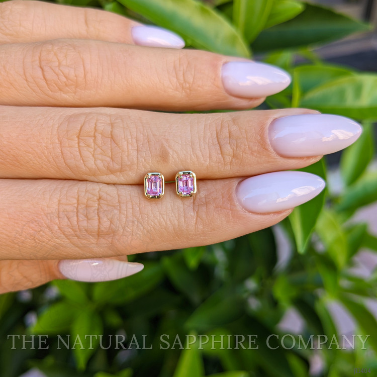 0.48 Ct.Tw. Pink Sapphire Studs Earrings, 14K Yellow Gold