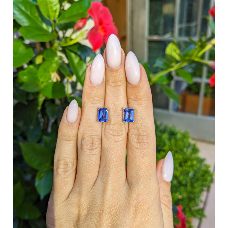 2.60 Ct.Tw. Violet Tanzanite Studs Earrings, 14K White Gold