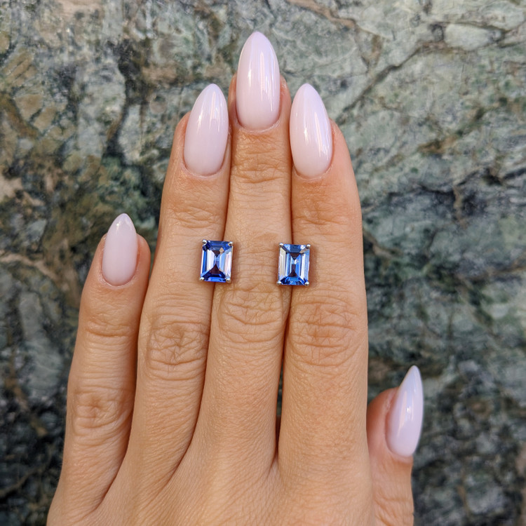 2.60 Ct.Tw. Violet Tanzanite Studs Earrings, 14K White Gold