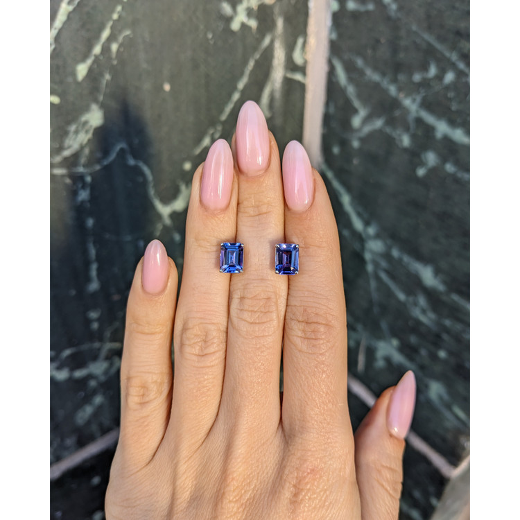 2.60 Ct.Tw. Violet Tanzanite Studs Earrings, 14K White Gold