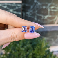 2.60 Ct.Tw.Total Carat Weight Violet Tanzanite Studs Earrings, 14K White Gold Life Style