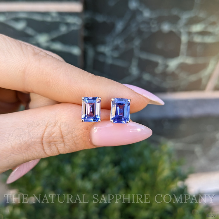 2.60 Ct.Tw. Violet Tanzanite Studs Earrings, 14K White Gold