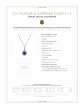 0.90 Ct. Blue Sapphire and Natural Diamond Pave Pendant, 18K White Gold Scan Report