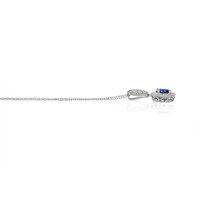 0.90 Ct. Blue Sapphire and Natural Diamond Pave Pendant, 18K White Gold Image
