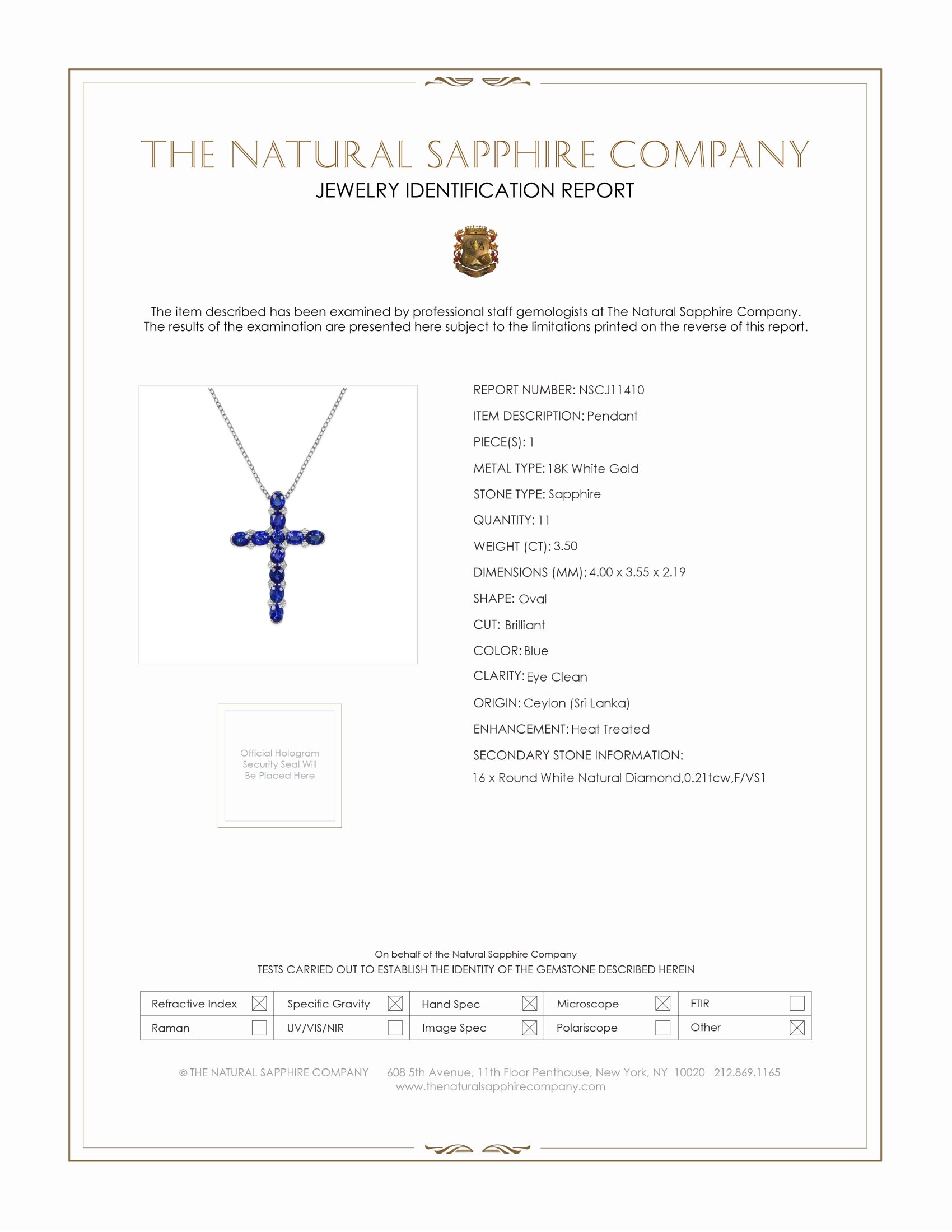 3.50 Ct. Blue Sapphire and Natural Diamond Pave Pendant, 18K White Gold