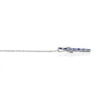 3.50 Ct. Blue Sapphire and Natural Diamond Pave Pendant, 18K White Gold Image