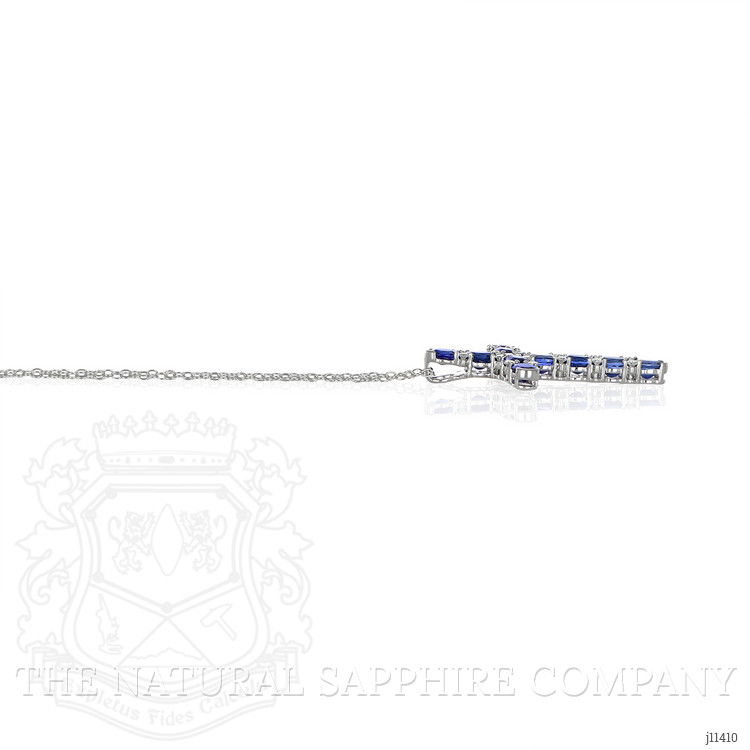 3.50 Ct. Blue Sapphire and Natural Diamond Pave Pendant, 18K White Gold