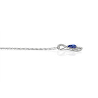 1.68 Ct. Blue Sapphire and Natural Diamond Pave Pendant, 18K White Gold Image