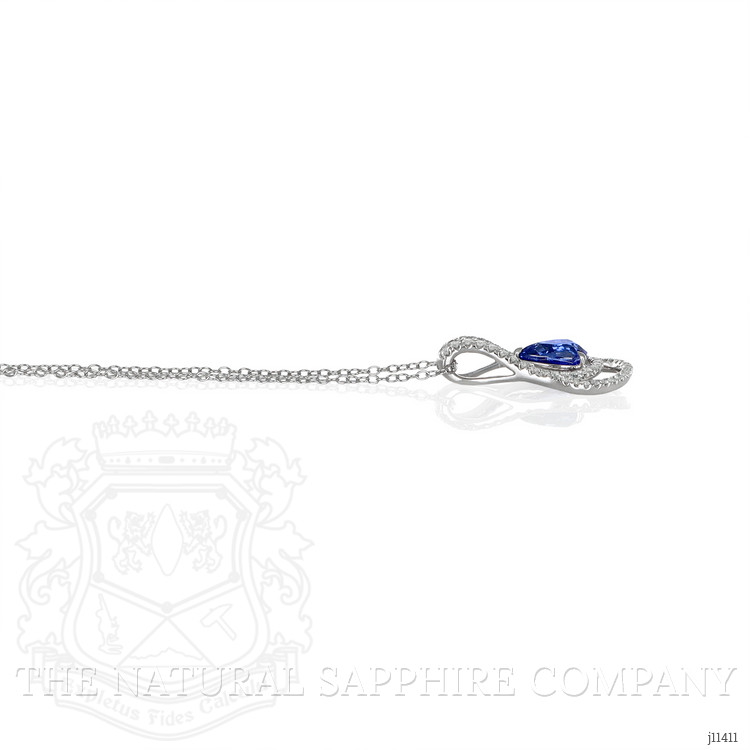 1.68 Ct. Blue Sapphire and Natural Diamond Pave Pendant, 18K White Gold