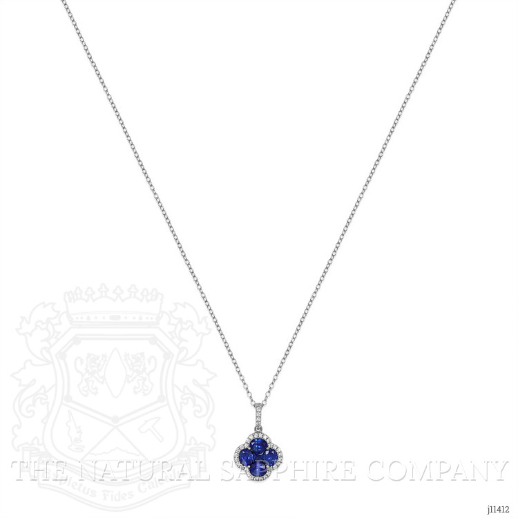 1.44 Ct. Blue Sapphire and Natural Diamond Pave Pendant, 14K White Gold