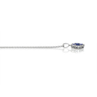 1.44 Ct. Blue Sapphire and Natural Diamond Pave Pendant, 14K White Gold Image