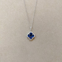 1.44 Ct. Blue Sapphire and Natural Diamond Pave Pendant, 14K White Gold Life Style