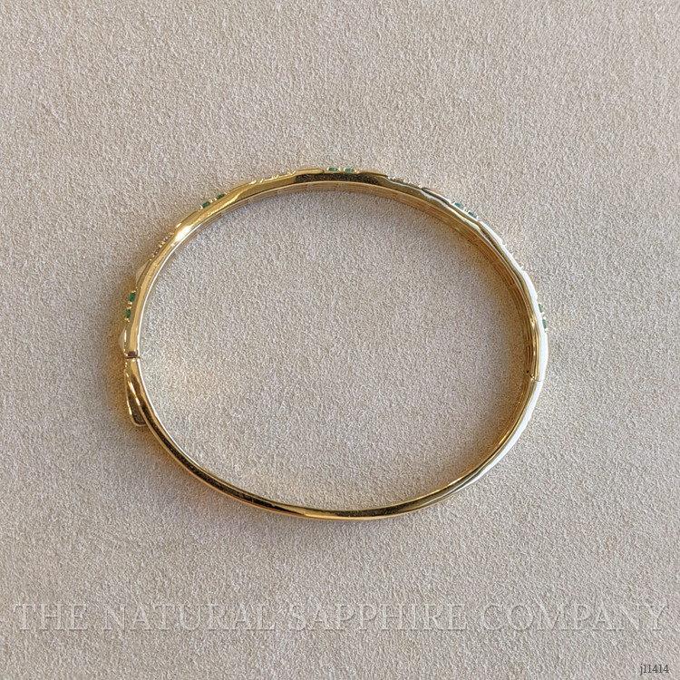 0.56 Ct.Tw. Emerald and Natural Diamond Pave Bracelet, 14K Yellow Gold