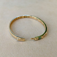 0.56 Ct.Tw.Total Carat Weight Emerald and Natural Diamond Pave Bracelet, 14K Yellow Gold Image