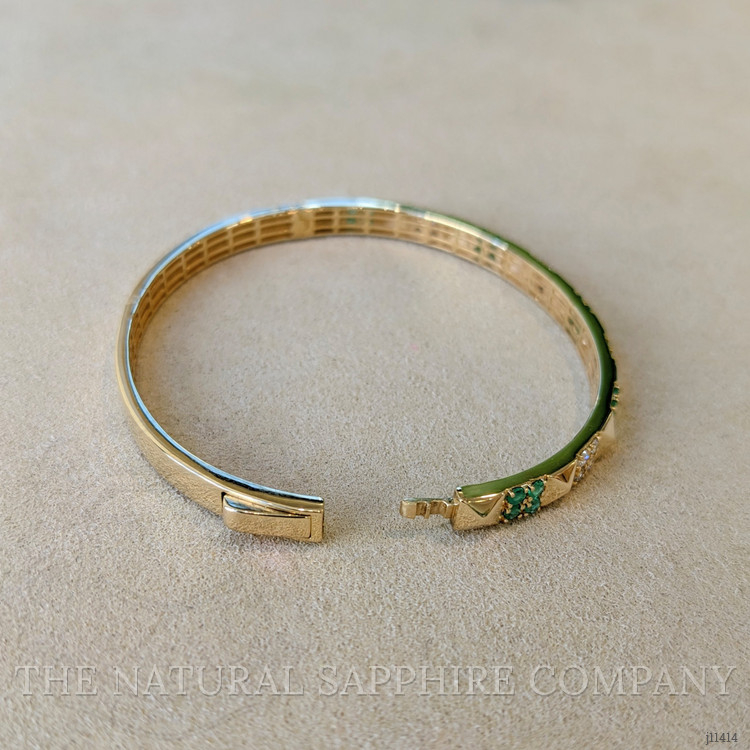 0.56 Ct.Tw. Emerald and Natural Diamond Pave Bracelet, 14K Yellow Gold