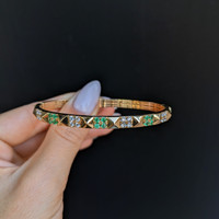 0.56 Ct.Tw. Emerald Natural Diamond Pave Bracelet, 14K Yellow Gold Life Style