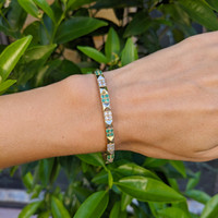 0.56 Ct.Tw. Emerald Natural Diamond Pave Bracelet, 14K Yellow Gold Life Style