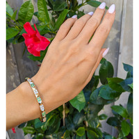 0.56 Ct.Tw. Emerald Natural Diamond Pave Bracelet, 14K Yellow Gold Life Style