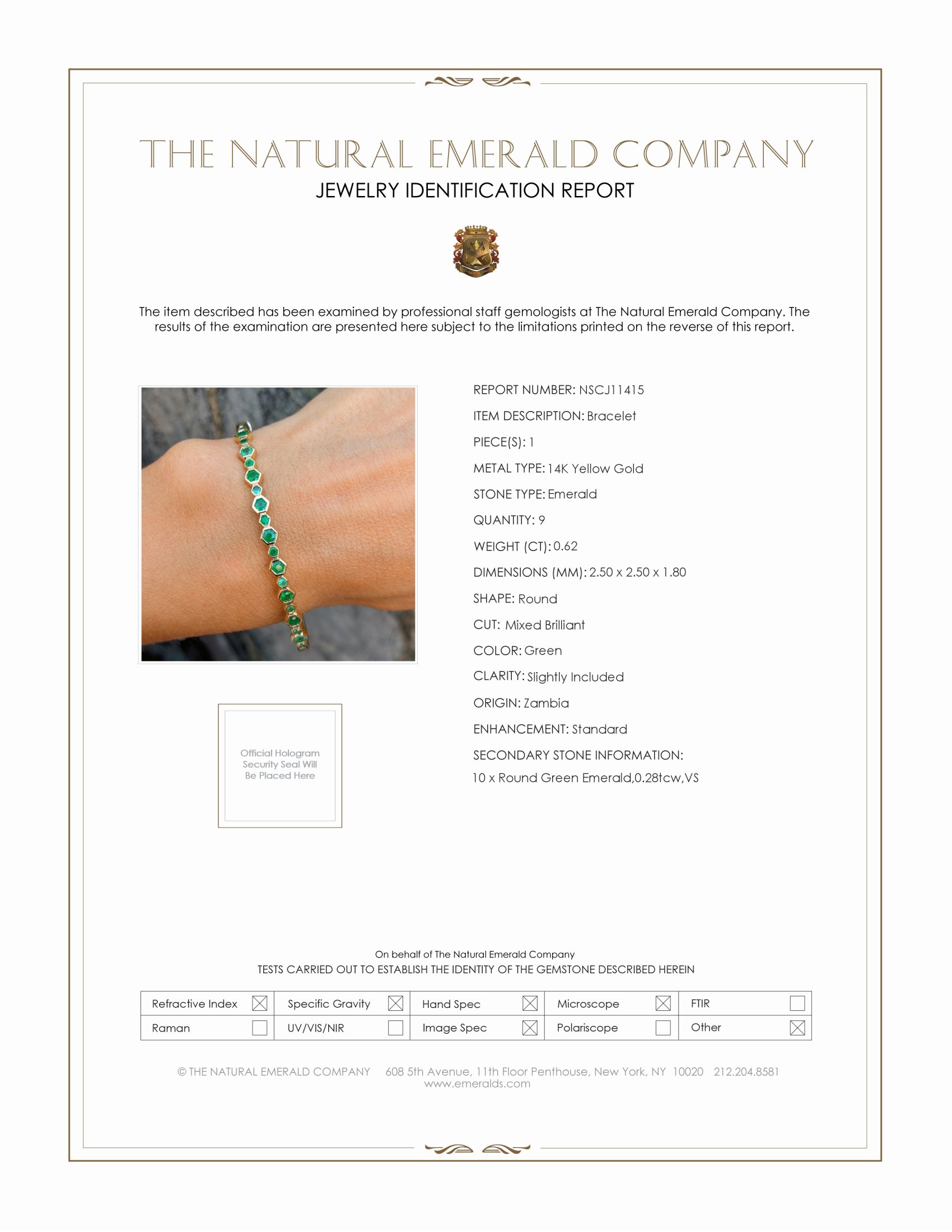 0.62 Ct.Tw. Emerald Bezel Bracelet, 14K Yellow Gold