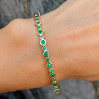0.62 Ct.Tw. Emerald 14K Yellow Gold bracelet